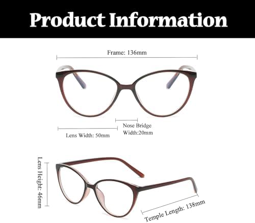 LJCZKA Blue Light Blocking Glasses for Women Cat Eye Anti Blue Light Glasses Cateye Computer Anti Eyestrain Eyeglasses