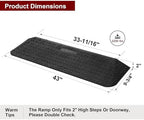 Ruedamann 2" Rise Threshold Ramps for Doorways, 2200 Lbs Capacity Wider Rubber Threshold Ramp, Special Non-Slip Portable Wheelchair Ramp, Handicap Ramp for Thresholds, Power Scooters, Cuttable