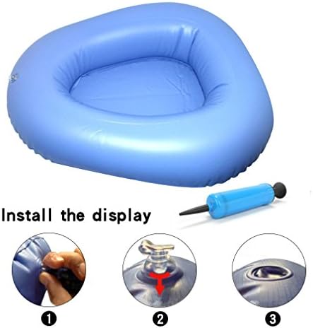 KIKIGOAL Bigger Washable Portable Air Inflation Blue Bed Pan Bedridden Elderly Inflatable Stool Bedsore Toilet