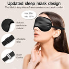 Sleep Mask Silk Eye Mask for Sleeping, Eye Cover Soft Satin Blindfold Adjustable Strap, Satin Blackout for Men & Women, Super Soft Eyeshade for Night Sleeping (Black)