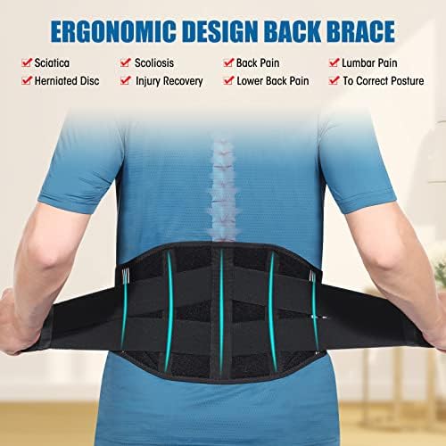 CUEHEAT Brace for Lower Back Pain relief - Lumbar Support Belt for Women, Adjustable Back Support Belt with 5 Stays, Lower Back Brace for Scoliosis, Disc Herniation, Heavy Lifting Work(37”-43”)