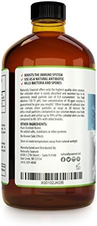 Kaiame Naturals Colloidal Silver, Ionic Silver Solution, 10 PPM, Large 16 oz Glass Bottle, Natural Immune Support Supplement, Safe for Adults, Children, and Pets