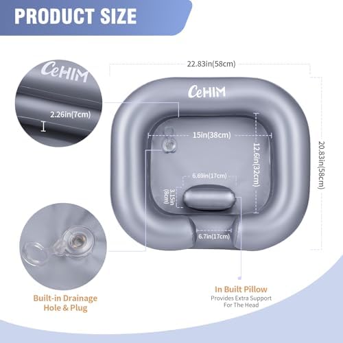 Inflatable Shampoo Basin - Portable Shampoo Bowl, Hair Washing Basin for Bedridden, Disabled,Injured, Hair Wash Tub for Dreadlocks and at Home Sink Washing