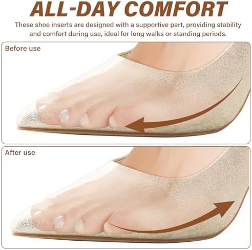 Ball of Foot Cushion Pads 2 Pairs Gel Forefoot Inserts Non-Slip Shoe Sole Protectors for High Heels and Sandals, Medium Size, and Elastic Fabric for Women’s Foot Comfort