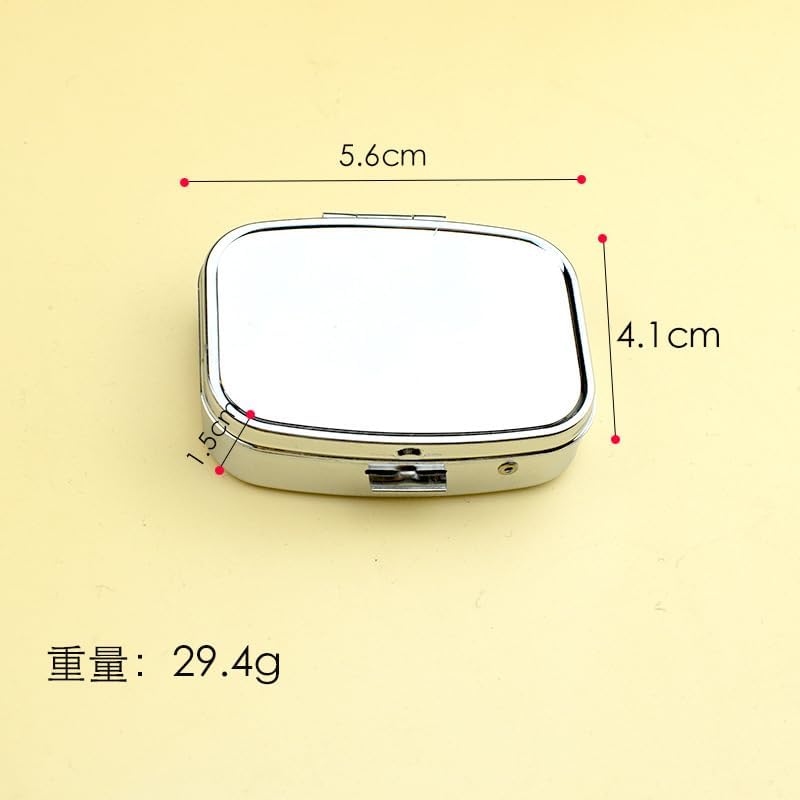 Custom Square Pill Case with Mirror, Personalized Pill Box Add Your Own Logo Text Picture Customized Tablet Vitamin Holder Organizer for Purse Pocket Travel Gifts