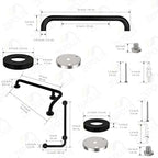 Black L-Shaped Grab Bar 12x24 Inch + Knurled Shower Grab Rail 20 Inch, Zepolu Stainless Steel Toilet Safety Bar 90 Degree, Angled Balance Support Assist Bar for Elderly, Bathroom Mobility Aid Handrail