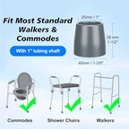 supregear Rubber Walker Tips - Walker Feet Replacement - Walker Leg Caps - Heavy Duty Accessories for Walkers Commodes Shower Chairs, Non-Skid Bottom and Metal Washer Insert, (1'', Pack of 4)
