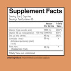 Vitamin C 2000mg per Serving with Zinc 40mg & Vitamin D3 5000 IU – Echinacea Extract & Rose Hip – 120 Vegan Capsules, 60 Day Supply, Non-GMO, No Fillers