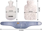 Hot Water Bottle With Plush Waist Cover - Rubber Bag for Menstrual Cramps, Pain Relief, Neck, Shoulder, Back, Legs, Waist Warm