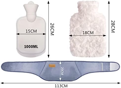 Hot Water Bottle With Plush Waist Cover - Rubber Bag for Menstrual Cramps, Pain Relief, Neck, Shoulder, Back, Legs, Waist Warm