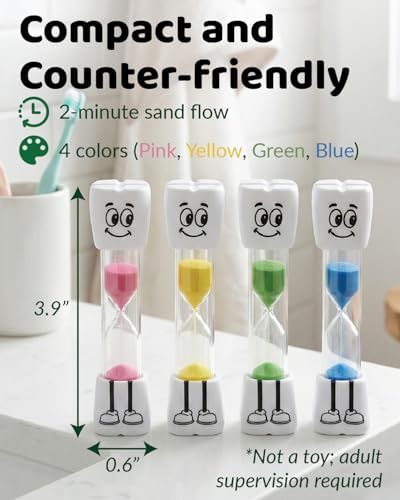 Toothbrush Timer for Kids - 2 Minute Sand Timer for Brushing Teeth - Tooth Brush Time Sand Clock - Two Minute Hour Glass - Enjoy Easy Nighttime Routines - Multi-Color Smily Face for Kids