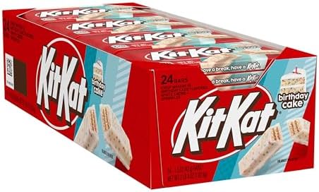 KIT KAT Birthday Cake Flavored Creme with Sprinkles, Bulk, Individually Wrapped Wafer Candy Bars, 1.5 oz (24 Count)