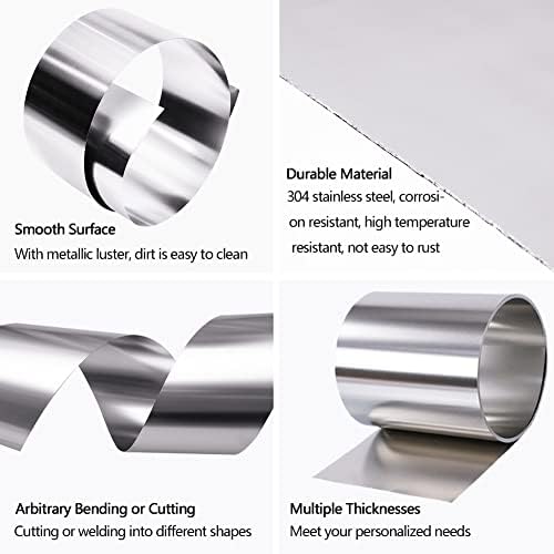 304 Stainless Steel Foil Roll, 0.1mm x 100mm x 1M, Metal Strip Sheet for Industry Machinery Electronic Equipment Hardware, Silver