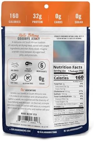 Kalahari Biltong Variety Pack – 6 Pack (Peri Peri, Garlic, classic Original) – High Protein, Low Carb, Gluten Free, Keto-Friendly Snack