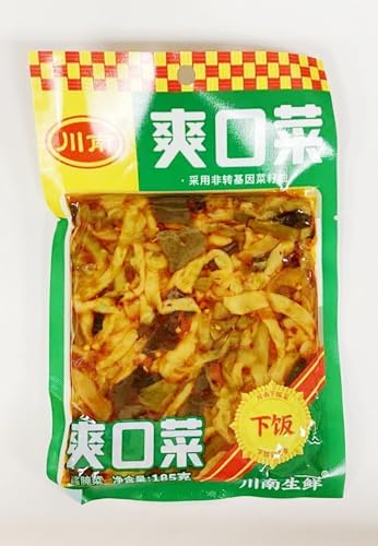 Sichuan Pickled Vegetables, Spicy Chinese Preserved Side Dish, 185g, Pack of 4