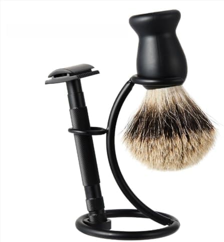 Razor Stand Holder Grooming Accessory Mustache Care Tool Multifunctional Men Beard Brush Stand Styling Art Shaving Brush Stand Bathroom(Silver)