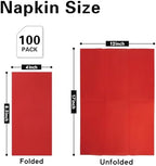 100 Pack Red Paper Napkins, Disposable Linen Feel Guest Towels Cloth Like Hand Towels, Soft, Absorbent, Paper Hand Napkins for Kitchen, Bathroom, Parties, Weddings, Dinners - 12" x 17"