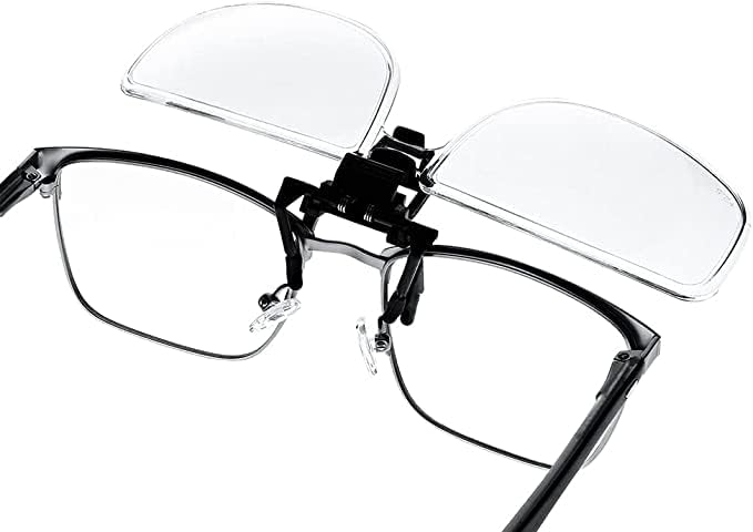 Clear Magnifying Clip On Flip Up Reading Glasses, 1.00 to 2.50 Diopter