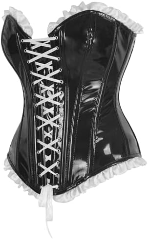 Daisy corsets Women's Daisy Corsets Womens Patent Pvc Vinyl Steel Boned Overbust Corset Waist Cincher Bustier Top