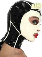 Latex Hood with Lace Forehead Maid Uniform Rubber Mask Back Zipper Cosplay Party Wear (XX-Large)