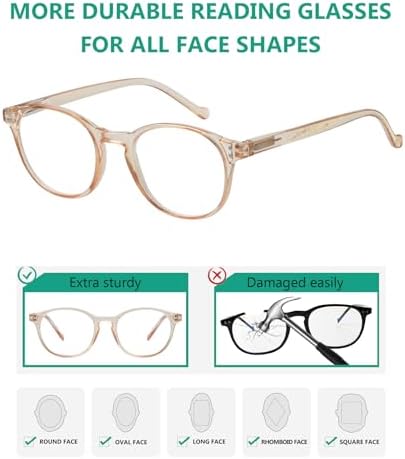 Eyekepper 10 Pack Stylish Round Reading Glasses Spring Hinges Readers Women Ladies +0.50