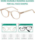 Eyekepper 10 Pack Stylish Round Reading Glasses Spring Hinges Readers Women Ladies +0.50