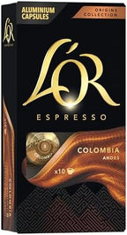 L'OR Espresso Capsules, 10 Count Colombia, Single-Serve Aluminum Coffee Capsules Compatible with the L'OR BARISTA System & *Nespresso Original Machines, 10 Count (Pack of 1)