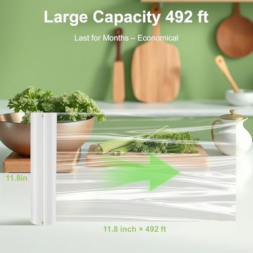 Plastic Food Wrap Single pack Kitchen Cling Wrap BPA-Free Clear Cling Film for Home and Commercial Use Food Service 30cm×150Meters
