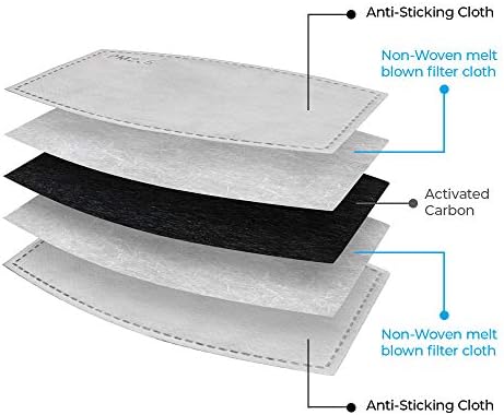 Safe+Mate (10 Pack) PM 2.5 Carbon Filter Replacement Inserts for Adult Cloth Masks