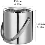 Rattleware Silver Stainless Steel Ice Bin with Tongs - 2L (Approx. 0.5 Gallon) - Durable Food-Grade Construction, Polished Finish - Ideal for Ice Storage and Serving at Bars, Parties, and Events