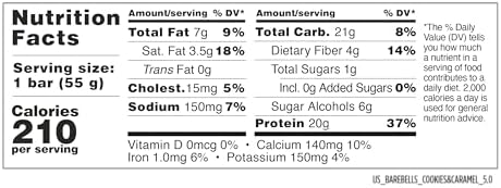 Barebells Protein Bars Cookies and Caramel - 12 Count, 20g High Protein Treats - Chocolate Nutrition Bar with 1g Total Sugars - On-The-Go Breakfast or Post-Workout Snack