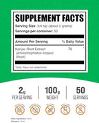 BulkSupplements.com Glucomannan Powder - from Konjac Root Extract Powder, Glucomannan Supplements - Gluten Free, 2g per Serving, 100g (3.5 oz) (Pack of 1)