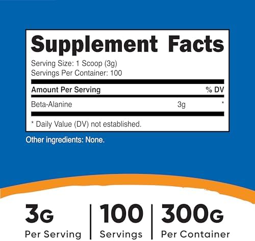 Nutricost Beta Alanine Powder 300 Grams (10.7oz) - 3 Grams Per Serving