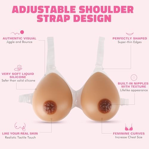 IVITA Strap on Silicone Breast Form Artificial Flase Breast with Strap Fake Boobs for Mastectomy Crossdresser Prosthesis