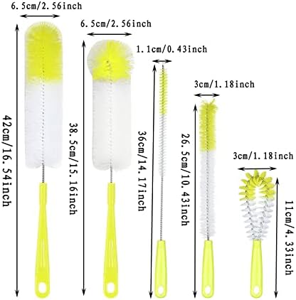 5 Pack Bottle Brush, 16" Long Handle Bottle Cleaning Brush,Straw Brush,Flexible Water Bottle Cleaner for Washing Narrow Neck Beer Baby Bottle,Wine Decanter,Sports Bottle,Glasswares