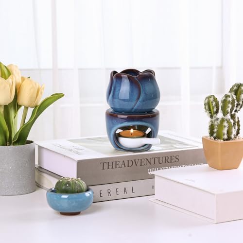 ComSaf Essential Oil Burner for Scented Oil, Ceramic Aromatherapy Aroma Oil Candle Diffuser, Tea Light Wax Melt Warmer, Essential Oil Burner with Tealight Candle Holder Home Decor Housewarming Gift