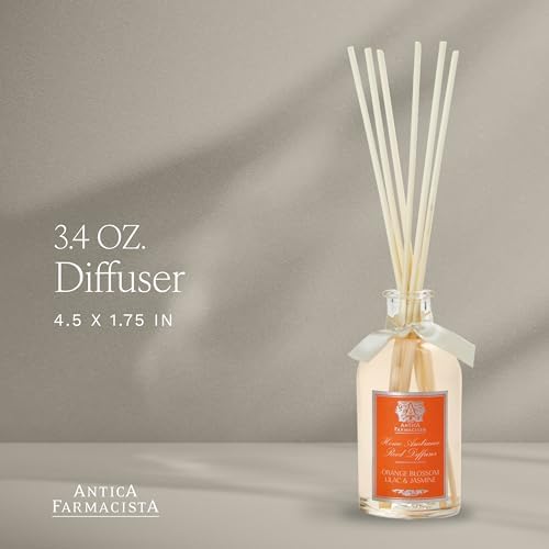 Antica Farmacista Home Ambiance Diffuser - Long-Lasting Reed Scent Diffuser - Luxury Room Freshener Gift - Orange Blossom, Lilac & Jasmine, 3.4 fl oz