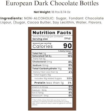 ANDY ANAND CHOCOLATIER European Flavored Dark Chocolate Bottles – 18 Pcs, 240g Non-Alcoholic 60% Bittersweet Cocoa, Gourmet Bottle-Shaped Chocolates in Wooden Gift Box