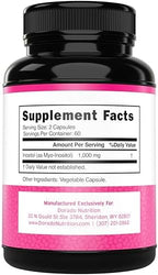 Inositol Capsules (Myo Inositol) (1000mg Per Serving 120 Capsules) Myo Inositol Supplement for Women Hormone Balance Support - Vegan Safe - Third Party Tested - Gluten Free & Made in USA (120 Count)