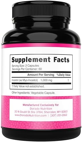 Inositol Capsules (Myo Inositol) (1000mg Per Serving 120 Capsules) Myo Inositol Supplement for Women Hormone Balance Support - Vegan Safe - Third Party Tested - Gluten Free & Made in USA (120 Count)