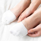 5 Pairs Premium Cotton White Mule Socks Toe Topper No Show Liner Backless Half Socks Breathable Polycotton Seamless Non Slip Hidden Toe Covers for Women Clogs Mules Shoes