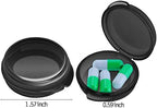 Patelai Small Pill Case Travel Pill Container Clear Mini Organizer Box Round Black Medicine Case Holder for Pocket Purse Briefcase Travel Medicine Cod Liver Oil Storage(6 Pack)