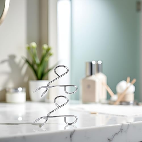 2Pcs Silver Stainless Steel Eyebrow Scissors Tweezers, Elbow Pliers Clip Scissors, Flat Tip Hair Plucker Hair Removal Tweezers, Shave and Hair Removal, Women's
