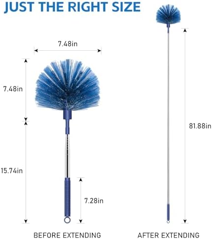 SetSail Cobweb Duster with Extension Pole, Retractable Dusters for Cobweb Cleaning 81-inch Long Handle Ceiling Fan Spider Web Brush for Outdoor Indoor High Ceilings