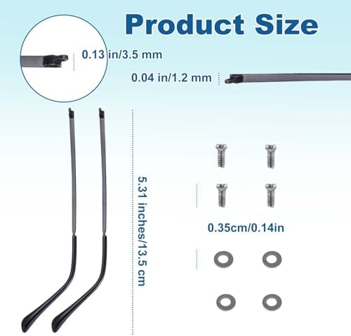 Gjinxi 1 Pair Metal Glasses Arm Replacement, Universal Eyeglasses Repair Kit with Screws and Glasses Legs Replacement, Eye Glasses Tightening Kit Include Screws, Washers, Screwdrivers