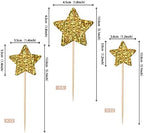 30 PCS Gold Little Star Cupcake Toppers Glitter Twinkle Star Cupcake Picks Baby Shower Cake Decorations for Wedding Engagement Bridal Shower Kids Birthday Party Supplies Mixed Size