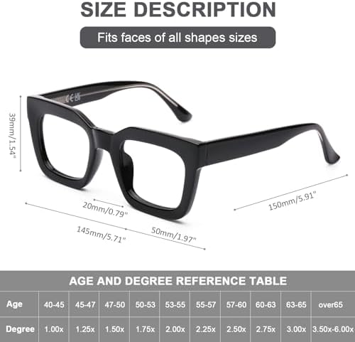 AQWANO Stylish Blue Light Reading Glasses Women, Fashion Oversized Square Designer Readers Computer Eyeglasses