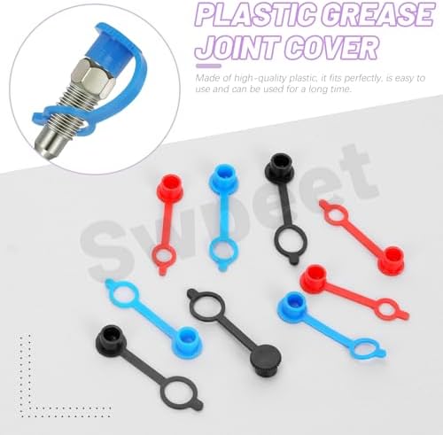 Swpeet 100Pcs M8 Blue Plastic Grease Fitting Cap Assortment kit, Grease Zerk Fitting Cap Plastic Dust Cover, Brake Bleeder Screw Caps Dust Cover with Keeper for Motorcycle Car