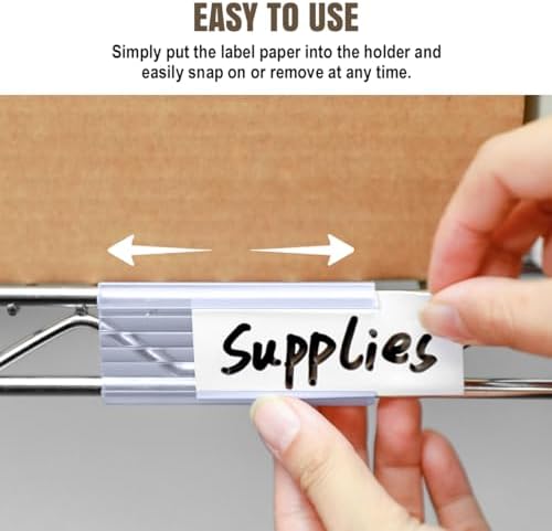 Lenink 30Pcs Wire Shelf Label Holders,Plastic Wire Rack Label Holder,Compatible with Metro 1-1/4in Shelves,Label Area 3in Lx1.25in H (Label Paper Insert Included)