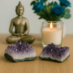 Set of 3 to 7 Natural Amethyst Druzy Clusters (0.75 lb) – Raw Crystal Geodes for Meditation, Reiki & Home Décor – Spiritual Healing Stones – Handpicked from Uruguay